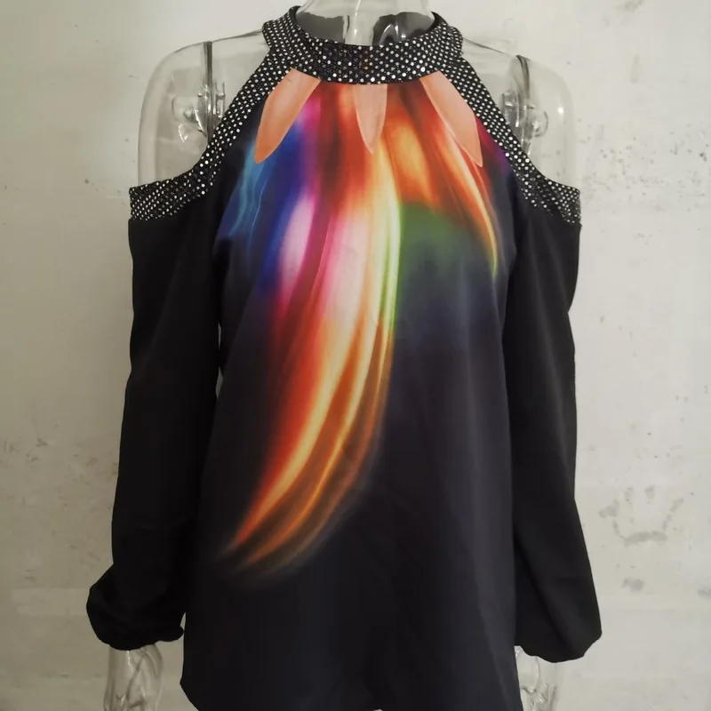 2020 spring new women's large size blouae round neck sequins long sleeve printed off-shoulder shirt
2020 spring new women's large size blouae round neck sequins long sleeve printed off-shoulder shirt