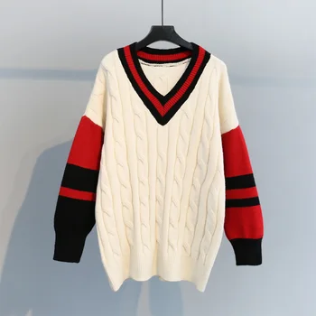 SONDR 2020 Female Pullover Sweater Full Loose Autumn Hemp Pattern Sleeve Striped Panelled V Collar Knit Women's Clothing
SONDR 2020 Female Pullover Sweater Full Loose Autumn Hemp Pattern Sleeve Striped Panelled V Collar Knit Women's Clothing