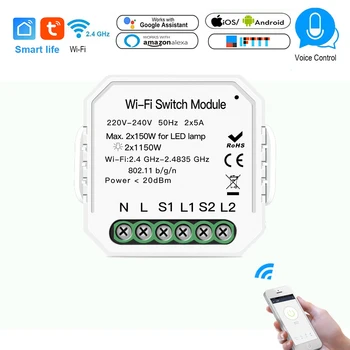 Wifi Switch Light 2 Gang 2 Way Controller Smart Wireless Switch Module Timer Control Works For Alexa Google IFTTT APP Smart Life
Wifi Switch Light 2 Gang 2 Way Controller Smart Wireless Switch Module Timer Control Works For Alexa Google IFTTT APP Smart Life