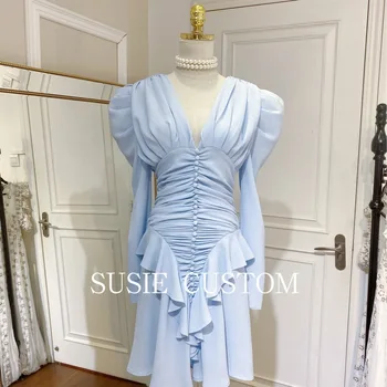 custom deep v-neck hubble-bubble sleeve fold single-breasted accept waist irregular falbala a-line dress show thin
custom deep v-neck hubble-bubble sleeve fold single-breasted accept waist irregular falbala a-line dress show thin