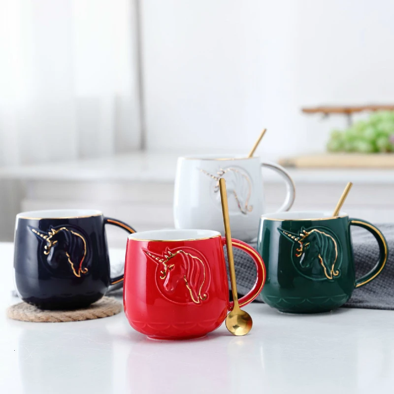 Ceramics Coffee Mug Creative Unicorn Pattern Cappuccino Latte Art Milk Cup Practical Lovers Office Afternoon Teacup | Дом и сад