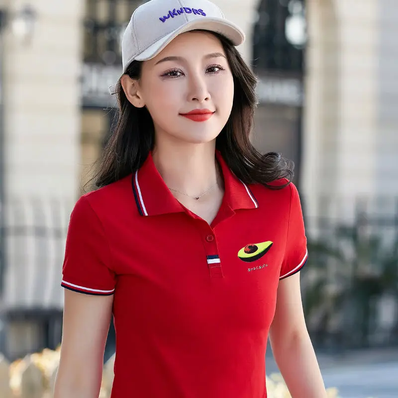 

2020 Summer Short Sleeve Shirt Women 95% Cotton Embroidered Logo Women's Polo Shirts Femme Casual Golf Fashion T Shirt Tops