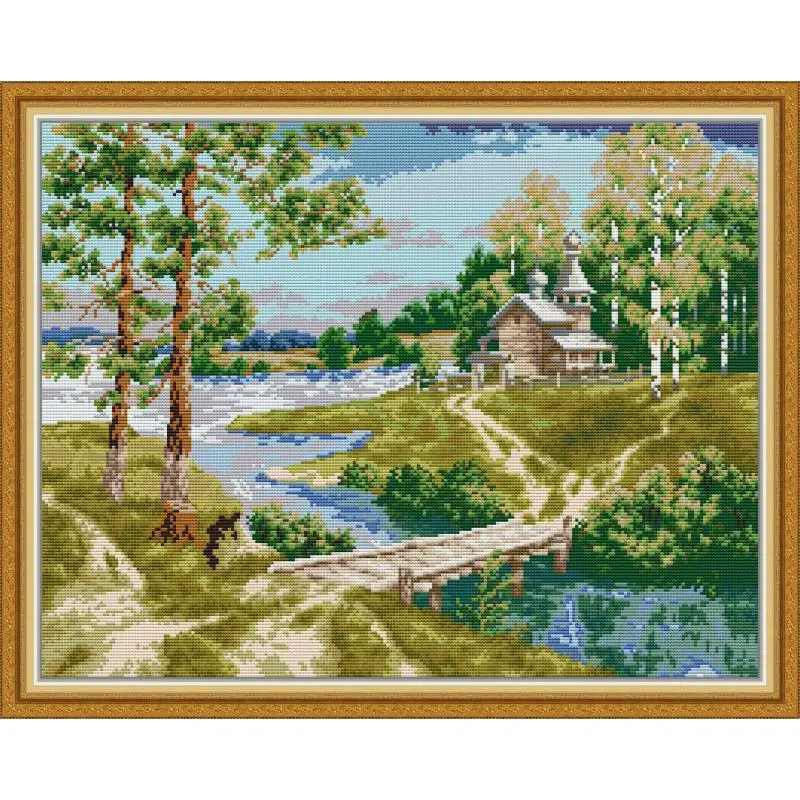 Набор для вышивки крестиком 11CT 14CT с принтом Риверсайда 
Набор для вышивки крестиком 11CT 14CT с принтом Риверсайда