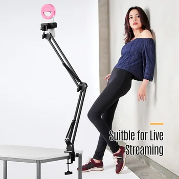 Adjustable Metal Stand Suspension Scissor Arm Bracket + Phone Holder + Ballhead Adapter + Mini LED Light + Remote Control
Adjustable Metal Stand Suspension Scissor Arm Bracket + Phone Holder + Ballhead Adapter + Mini LED Light + Remote Control