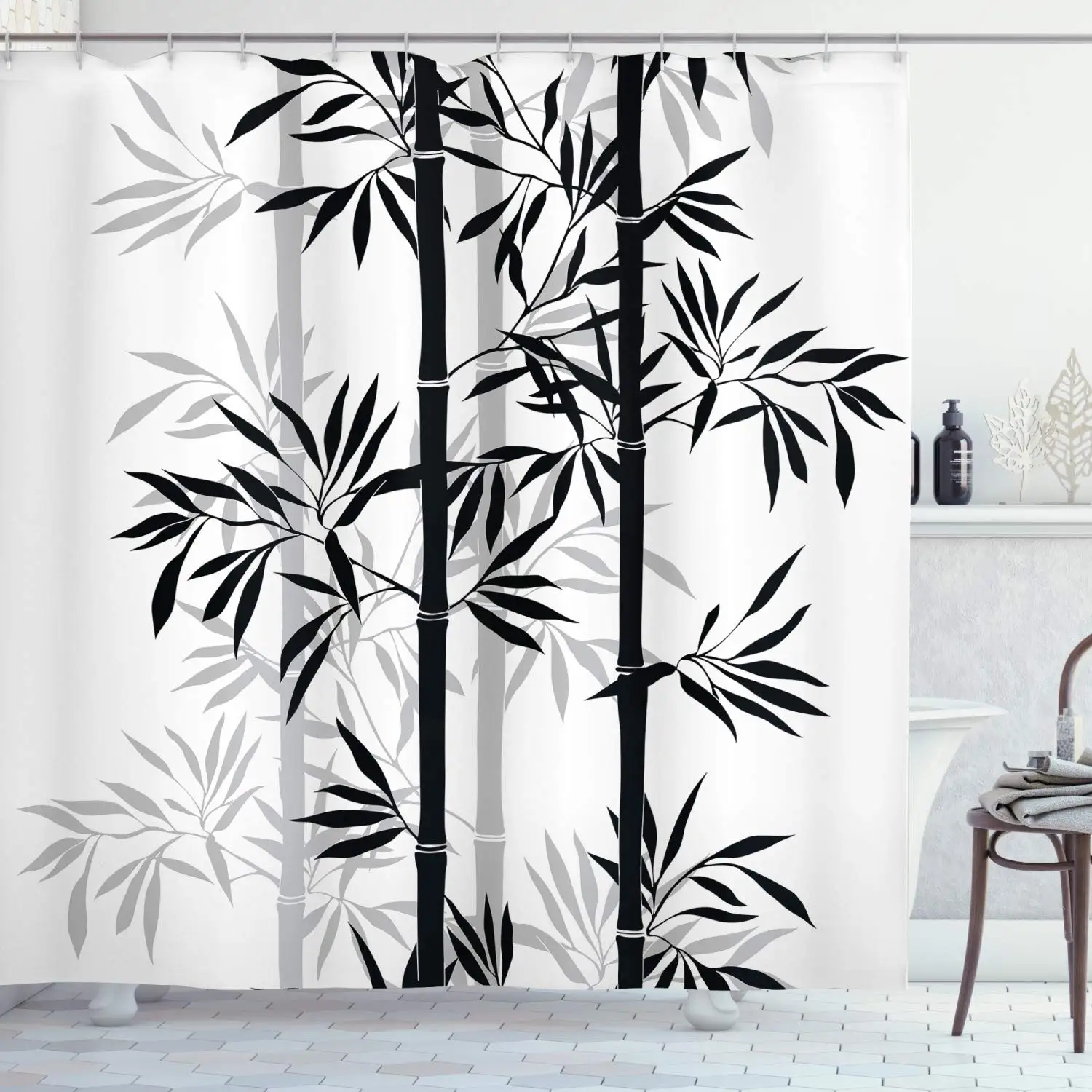 Tree of Life Shower Curtain, Silhouette of Bamboo Tree Leaves Japanese Feng Shui Boho Image, Cloth Fabric Bathroom Decor Set
Tree of Life Shower Curtain, Silhouette of Bamboo Tree Leaves Japanese Feng Shui Boho Image, Cloth Fabric Bathroom Decor Set