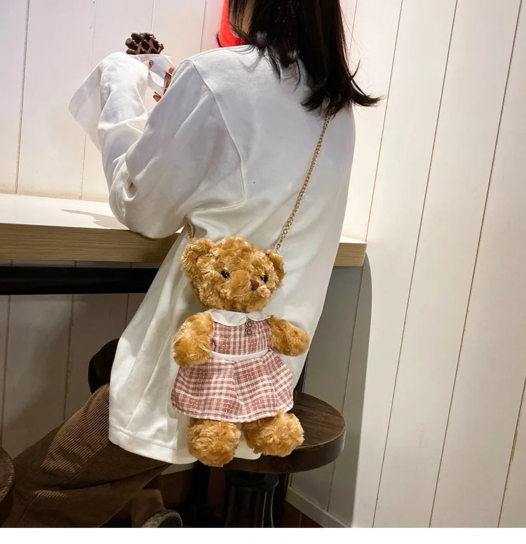 Cute Plush Bear Crossbody Bag Girl Cusual Fur Shoulder Bags Fashion Women Chain Messenger Bag Japanese Korea Style Cute Plush Bear Crossbody Bag Girl Cusual Fur Shoulder Bags Fashion Women Chain Messenger Bag Japanese Korea Style