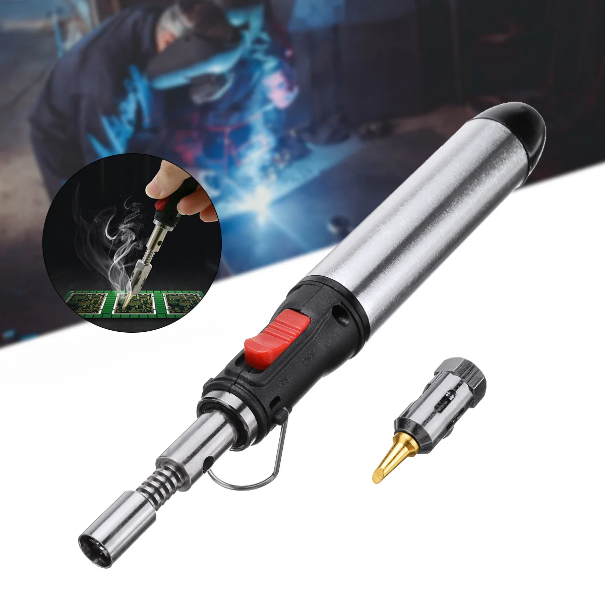 Multi-function Thermostat Butane Gas Soldering Iron Tool 12ml Cordless Pen Welding Torch Tool Welding Repair Heat FlameTools
Multi-function Thermostat Butane Gas Soldering Iron Tool 12ml Cordless Pen Welding Torch Tool Welding Repair Heat FlameTools