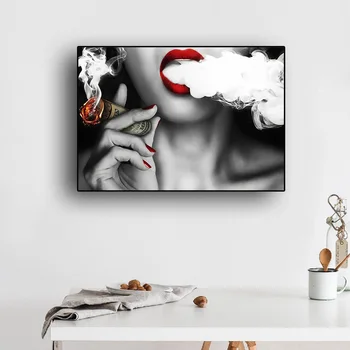 Sexy red lips abstract smoking woman canvas painting wall art print poster retro living room bedroom decoration painting 
Sexy red lips abstract smoking woman canvas painting wall art print poster retro living room bedroom decoration painting