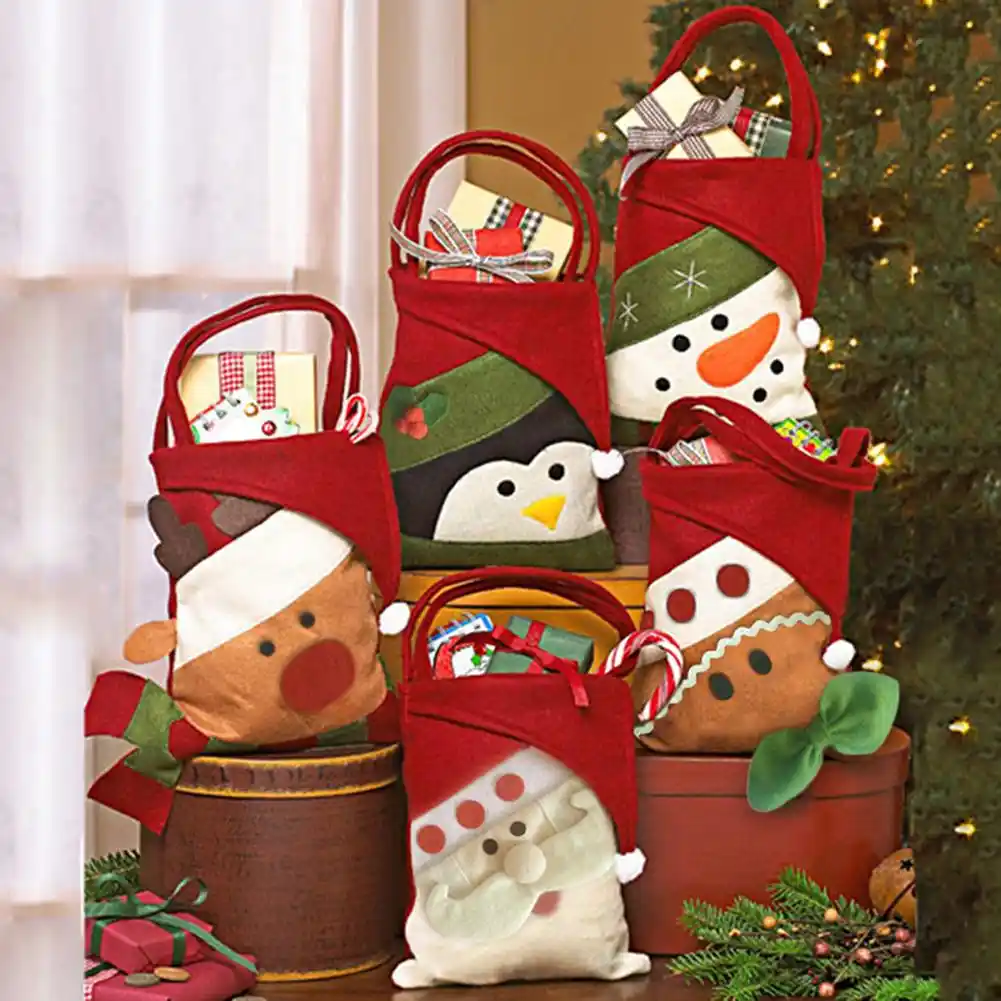 santa snowman elk penguin candy gift storage pouch party holiday