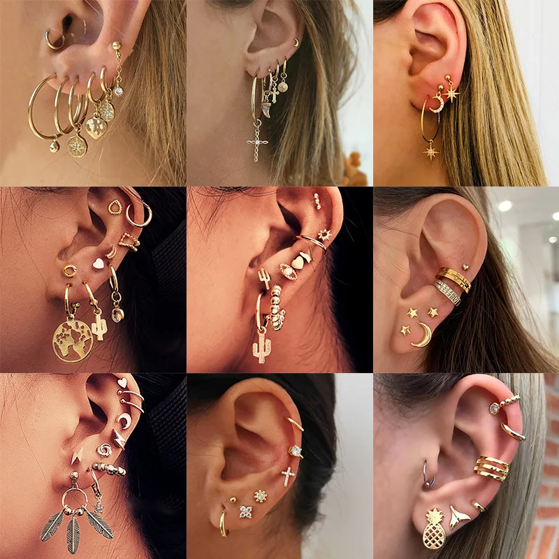 Fashion Tassel Geometric Small Earrings Moon Stars Heart Cross Crystal Stud Earrings for Women Ear Cuff Jewelry Punk Earring Set 
Fashion Tassel Geometric Small Earrings Moon Stars Heart Cross Crystal Stud Earrings for Women Ear Cuff Jewelry Punk Earring Set