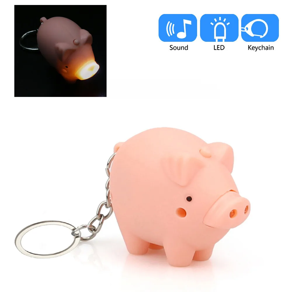 Фото 1Pc Cute Cartoon Mini Pig Keychains With LED Light Keyring Women Girl Jewelry Car Bell Key Birthday Gift #1205 | Украшения и