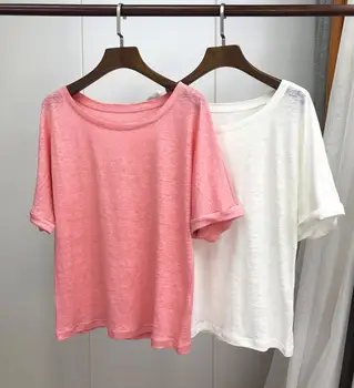 Women's T-Shirt Linen Short Sleeve 2019 Spring and Summer Round Neck Drop Sleeve T-Shirt
Women's T-Shirt Linen Short Sleeve 2019 Spring and Summer Round Neck Drop Sleeve T-Shirt