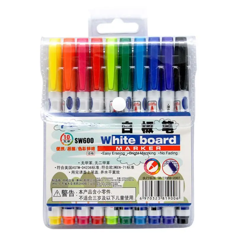 10 Colors Erasable Whiteboard Marker Pen Non Toxic Sign Fine Nib Office School U4LD
10 Colors Erasable Whiteboard Marker Pen Non Toxic Sign Fine Nib Office School U4LD