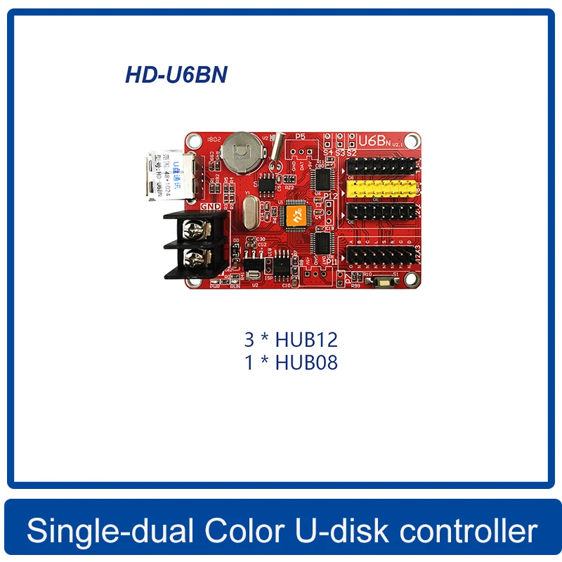 HD-U60/HD-U62/HD-U63/HD-U64/HD-U6A/HD-U6BN Single-dual Color LED U-disk control card HUB08 HUB12 50PIN P10LED Panel control card
HD-U60/HD-U62/HD-U63/HD-U64/HD-U6A/HD-U6BN Single-dual Color LED U-disk control card HUB08 HUB12 50PIN P10LED Panel control card
