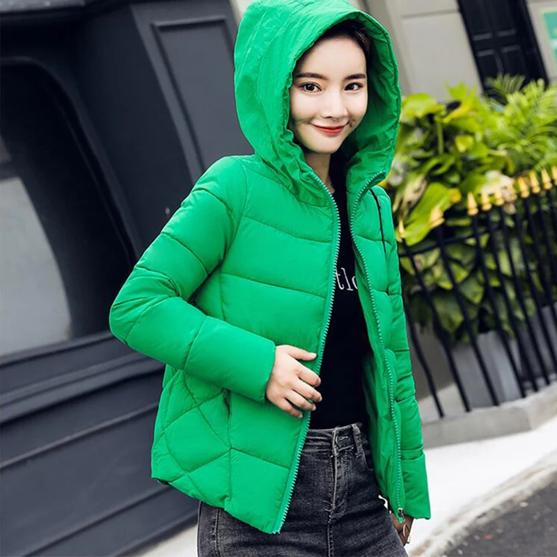 Женская короткая куртка с капюшоном TIGENA парка женская толстый теплый зимний
