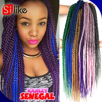 

Silike Senegalese Twist 22 inch Ombre Black Pink Twist Crotchet Braids 18 roots/pack Synthetic Crochet Braiding Hair Extension