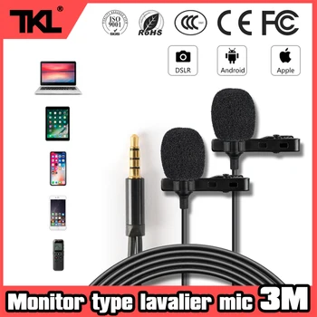 TKL omnidirectional wired dual Lavalier microphone condenser lapel microphone mobile phone video recording
TKL omnidirectional wired dual Lavalier microphone condenser lapel microphone mobile phone video recording