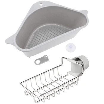 Sink Strainers Basket and Metal Kitchen Sponge Holder Set, Drain Shelf Sink Storage Holder with Suction Cup for Support
Sink Strainers Basket and Metal Kitchen Sponge Holder Set, Drain Shelf Sink Storage Holder with Suction Cup for Support