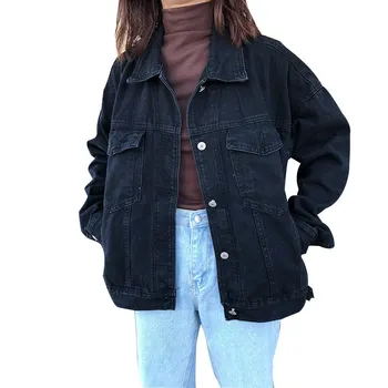 2019 Autumn Women Black Denim Jackets Casual Turn-Down Collar Pockets Casual Jacket Loose Jean Coat
2019 Autumn Women Black Denim Jackets Casual Turn-Down Collar Pockets Casual Jacket Loose Jean Coat
