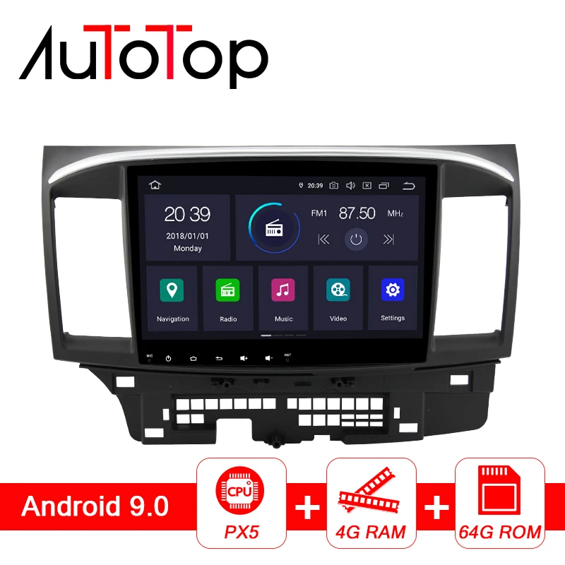 Автомагнитола AUTOTOP 10 1 дюйма PX5 DSP 2 Din на базе Android 8 1/9 0 для Mitsubishi lancer x 2007 2018 GPS