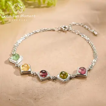 Lotus Fun Natural Tourmaline Gemstone Fashion Multicolor Square Bracelet Real 925 Sterling Silver Fine Jewelry Bangle for Ladies
Lotus Fun Natural Tourmaline Gemstone Fashion Multicolor Square Bracelet Real 925 Sterling Silver Fine Jewelry Bangle for Ladies
