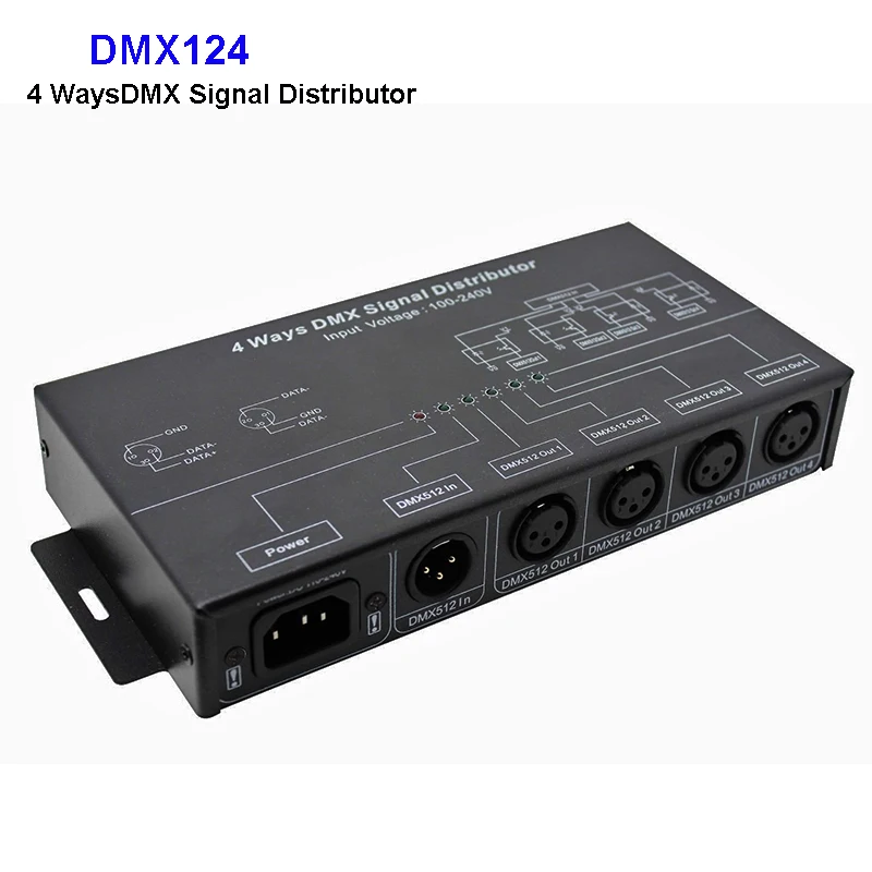 DMX124 DMX512 amplifier Splitter DMX signal repeater 4CH 4 output ports DMX signal distributor; AC100V-240V input;Free shipping
DMX124 DMX512 amplifier Splitter DMX signal repeater 4CH 4 output ports DMX signal distributor; AC100V-240V input;Free shipping