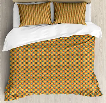 Abstract Duvet Cover Set Retro Style Round Intricate Circles 3 Piece Bedding Set Orange Mustard Seafoam 
Abstract Duvet Cover Set Retro Style Round Intricate Circles 3 Piece Bedding Set Orange Mustard Seafoam