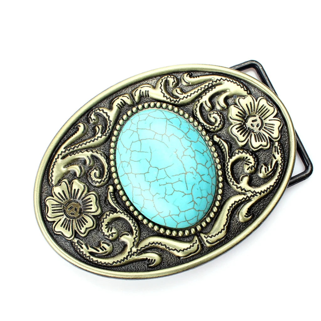 Pop Western Pattern Vintage Turquoise Arabesque Men's Leather Belt Buckle Metal Pop Western Pattern Vintage Turquoise Arabesque Men's Leather Belt Buckle Metal