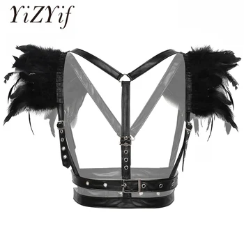 Women Natural Feather Shrug Shawl Harness Belt Gothic Victorian Garter feather top Shoulder Wrap Cape Epaulette Belt Halloween 
Women Natural Feather Shrug Shawl Harness Belt Gothic Victorian Garter feather top Shoulder Wrap Cape Epaulette Belt Halloween