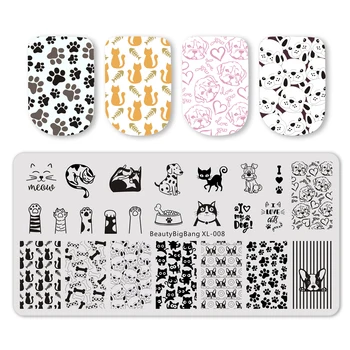 

Beautybigbang Nail Stamping Plates Animal dog cute cat paw Theme Image 12*6cm Template Mold Nail Art Stencil BB2