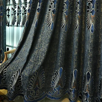 European luxury blue curtains for living room high-end chenille velvet embroidered curtains for bedroom dining room valance
European luxury blue curtains for living room high-end chenille velvet embroidered curtains for bedroom dining room valance