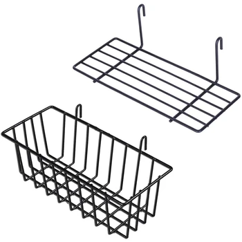 2 Pieces Hanging Basket Straight Shelf Flower Pot Display Holder for Wire Wall Grid Panel, Bread Basket Iron Rack 
2 Pieces Hanging Basket Straight Shelf Flower Pot Display Holder for Wire Wall Grid Panel, Bread Basket Iron Rack