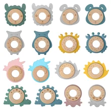 TYRY.HU New Cartoon Animal Silicone Teether Customized Make Wooden Teether Ring Baby Gift Set Silicone Baby Teether
TYRY.HU New Cartoon Animal Silicone Teether Customized Make Wooden Teether Ring Baby Gift Set Silicone Baby Teether