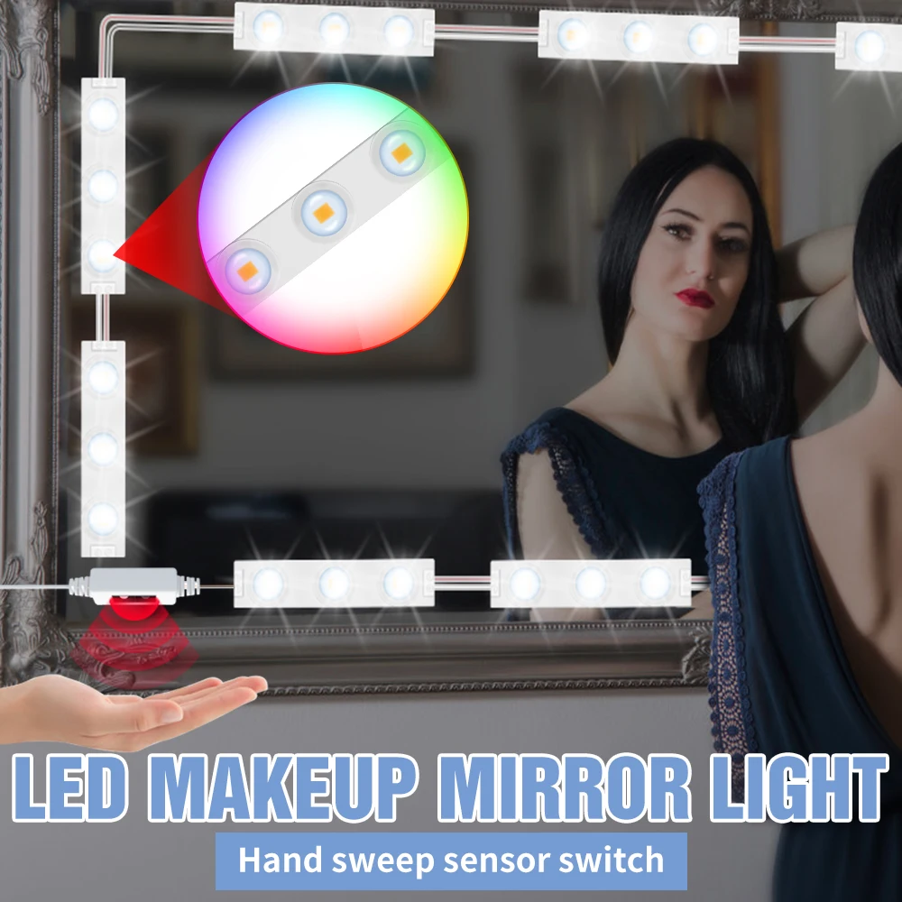 LED Dressing Table Mirror Light USB Dimmable Hand Sweep Makeup Lamp DC 12V Cosmetic Light LED Vanity Bombilla 2 6 10 14 Modules
LED Dressing Table Mirror Light USB Dimmable Hand Sweep Makeup Lamp DC 12V Cosmetic Light LED Vanity Bombilla 2 6 10 14 Modules
