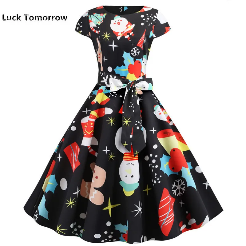 Casual Santa Print Black Christmas Dresses Plus Size 50s 60s Women Summer Vintage Robe Short Sleeve Pinup Elegant Party Dresses
Casual Santa Print Black Christmas Dresses Plus Size 50s 60s Women Summer Vintage Robe Short Sleeve Pinup Elegant Party Dresses