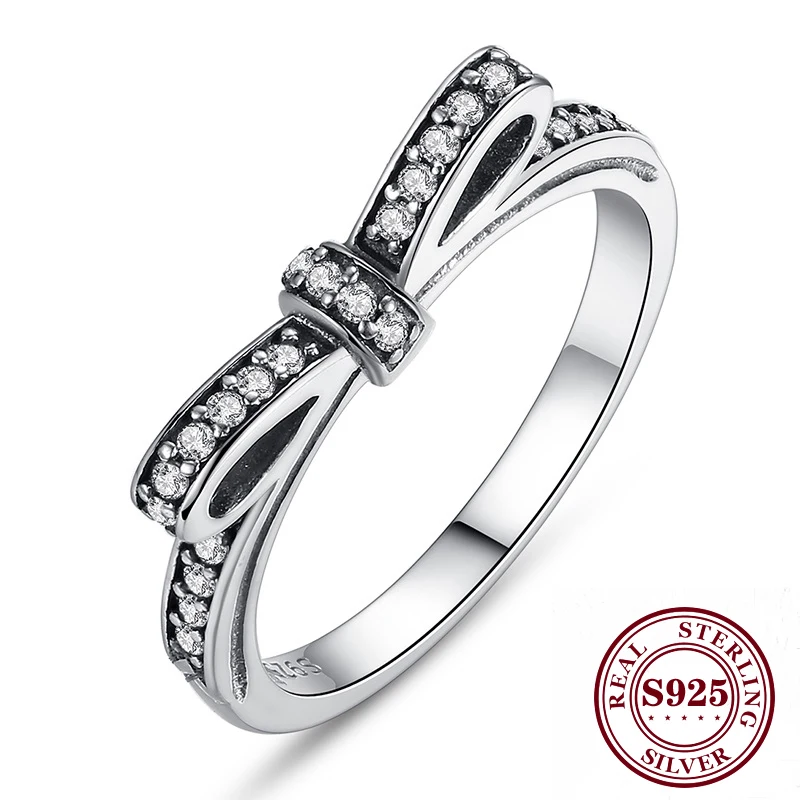 Fashion Valentine's Day Authentic 100% 925 Sterling Silver Bow Knot Wedding Ring Pan Rings With Crystal Original Jewelry
Fashion Valentine's Day Authentic 100% 925 Sterling Silver Bow Knot Wedding Ring Pan Rings With Crystal Original Jewelry