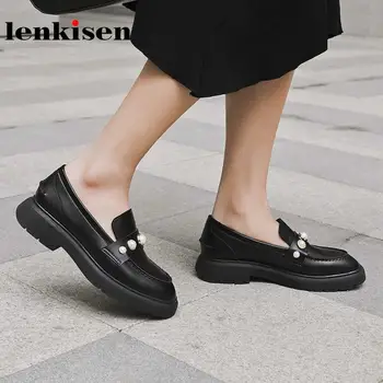 Lenkisen hot solid genuine leather round toe med square heels deep mouth pearl decorations cozy slip on brand fashion pumps L22
Lenkisen hot solid genuine leather round toe med square heels deep mouth pearl decorations cozy slip on brand fashion pumps L22