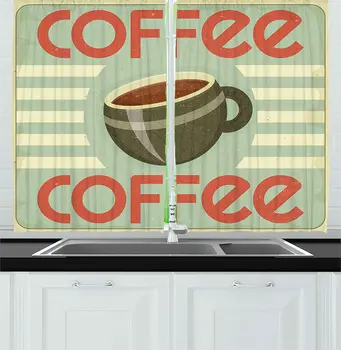 Coffee Kitchen Window Curtains Retro Style Cover for Coffee Menu Restaurant Kitchen Vintage Design Artwork Window for Kitchen 
Coffee Kitchen Window Curtains Retro Style Cover for Coffee Menu Restaurant Kitchen Vintage Design Artwork Window for Kitchen