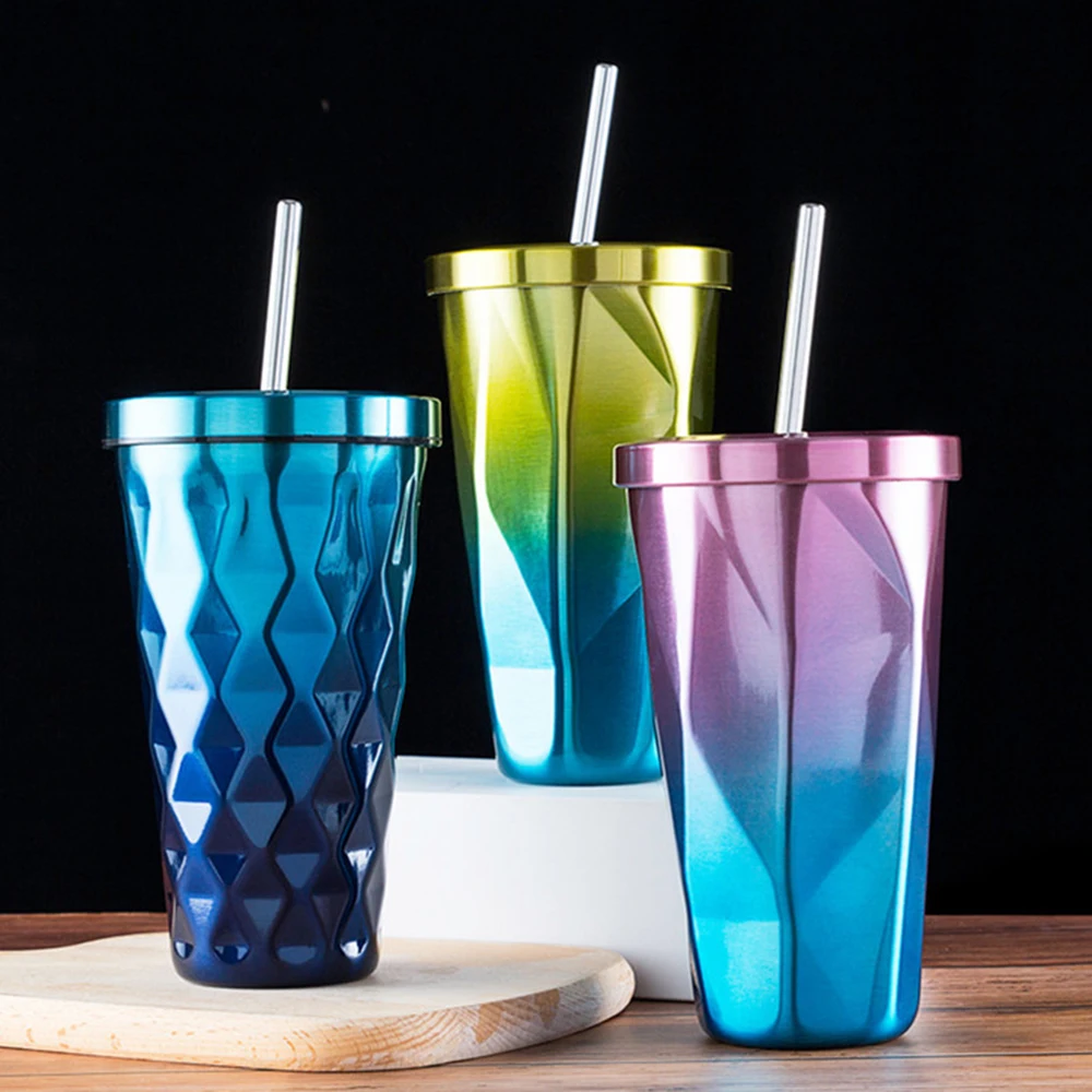 500ML Fashion Gradient Irregular Stainless Steel Mugs Personality Large Capacity Coffee Tea Cup Drinkware With Straw And Cover
500ML Fashion Gradient Irregular Stainless Steel Mugs Personality Large Capacity Coffee Tea Cup Drinkware With Straw And Cover
