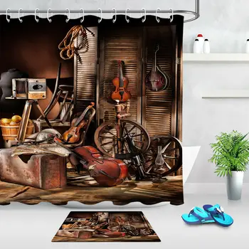 Vintage Cowboy Storeroom Waterproof Fabric Shower Curtain Set Bathroom Hooks 
Vintage Cowboy Storeroom Waterproof Fabric Shower Curtain Set Bathroom Hooks