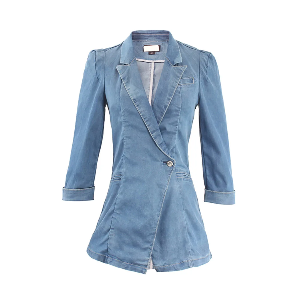 Retro Denim Suit Jacket Women New Fashion Slim Stretch Three-quarter Sleeve Spring Autumn Denim Jacket OL Style Elegant Coat
Retro Denim Suit Jacket Women New Fashion Slim Stretch Three-quarter Sleeve Spring Autumn Denim Jacket OL Style Elegant Coat