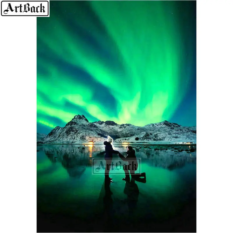 New full square diamond painting northern lights scenery 5d diy mosaic starry sky embroidery stickers | Дом и сад