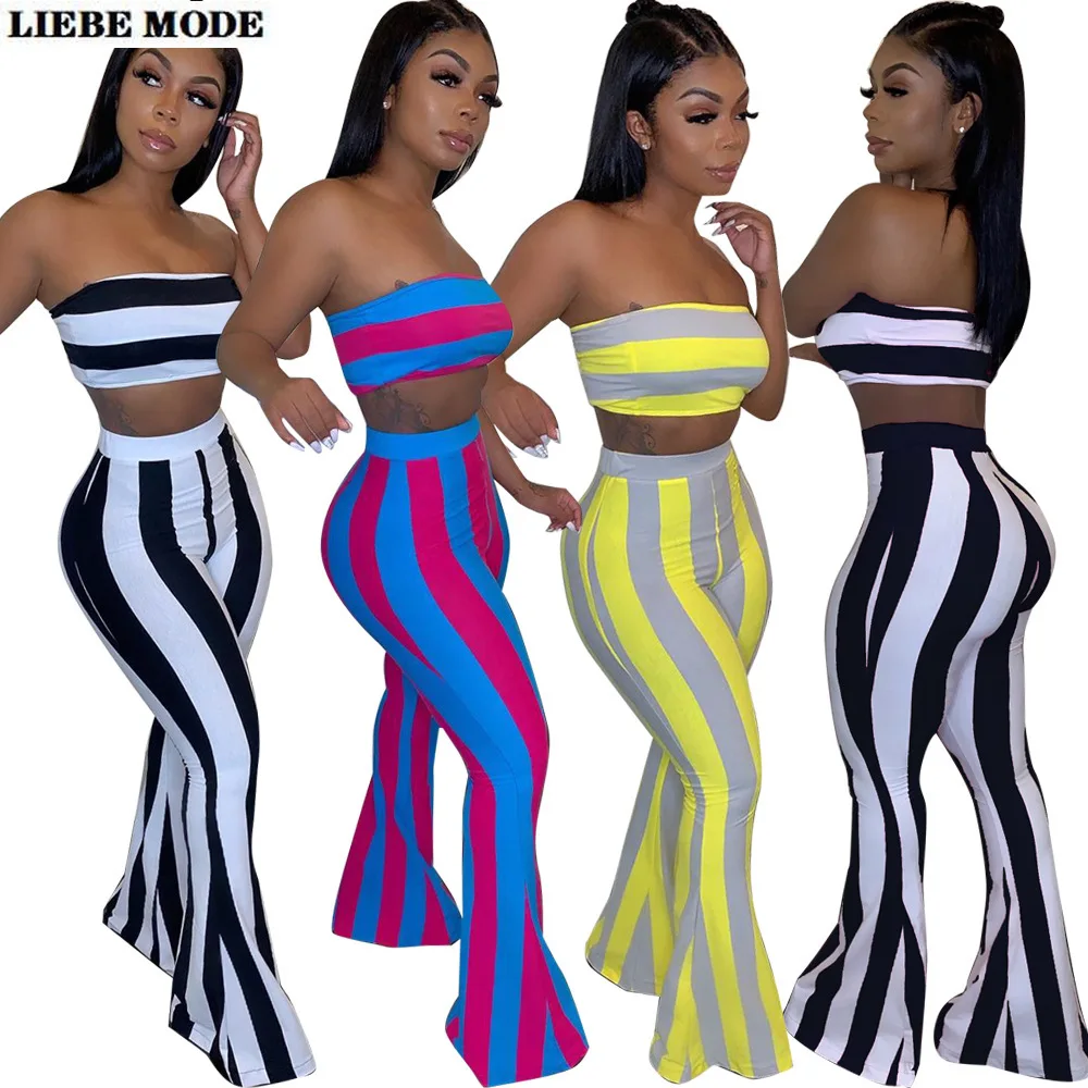 2 Piece Set Casual Tracksuit Women Wrap Crop Top and Flare Trouser 2020 Fashion 2piece Striped Elegant Outfit Summer Pant Suits 
2 Piece Set Casual Tracksuit Women Wrap Crop Top and Flare Trouser 2020 Fashion 2piece Striped Elegant Outfit Summer Pant Suits