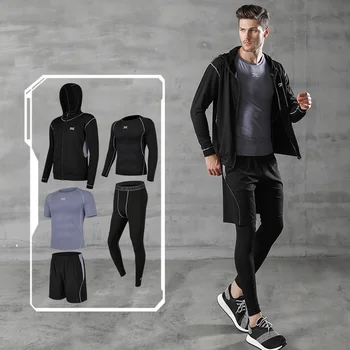 5 Pcs/Set Men's Tracksuit Gym Fitness Compression Sports Suit Clothes Running Jogging Sport Wear Exercise Workout Tights 
5 Pcs/Set Men's Tracksuit Gym Fitness Compression Sports Suit Clothes Running Jogging Sport Wear Exercise Workout Tights