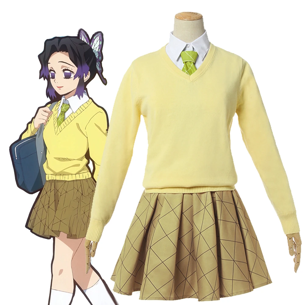 Demon Slayer Kimetsu no Yaiba Fanwai Academy Kochou Shinobu Косплей Японская школьная форма JK Сейлор