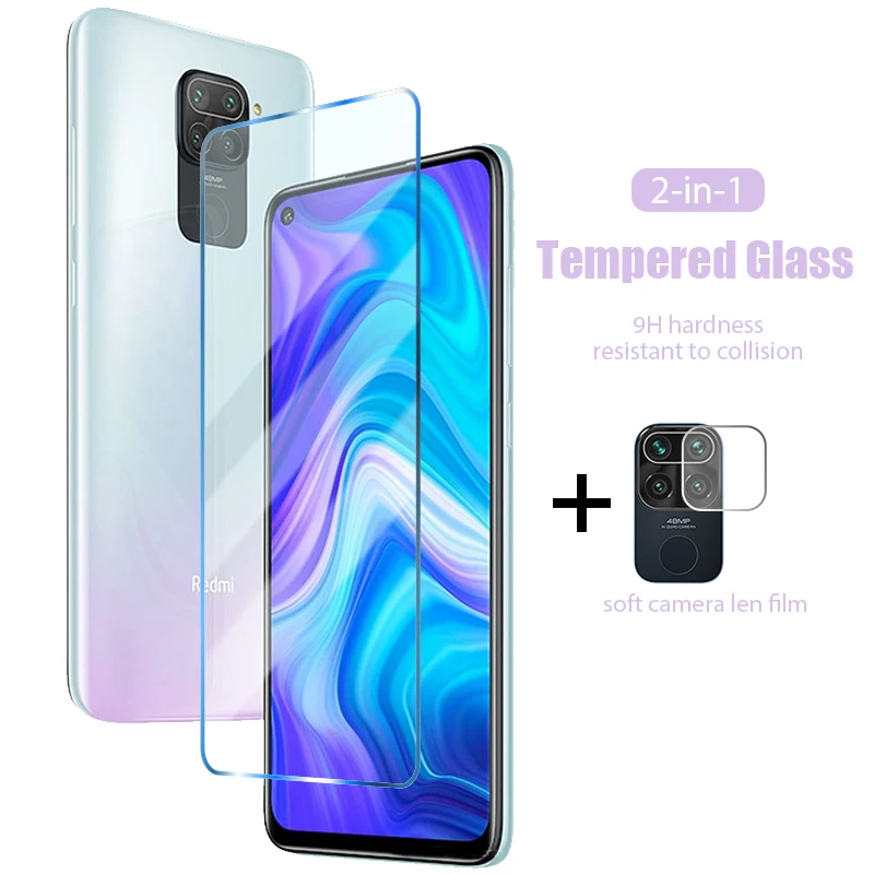 2IN1 screen protector tempered glass for Xiaomi redmi note 9 9S 9T 8 8T 7 6 5 5A Prime Pro Max 5G 4G S2 9H soft camera lens film | Мобильные