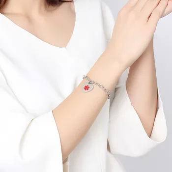 High Quality Medical Alert Id Bracelets Stainless Steel With Heart Shape Pendant Chain Bangle For Women Jewelry
High Quality Medical Alert Id Bracelets Stainless Steel With Heart Shape Pendant Chain Bangle For Women Jewelry