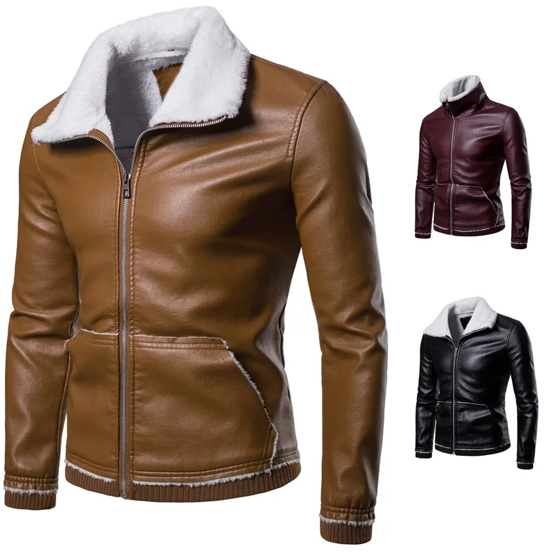 2021 autumn and winter lapel casual lamb fur casual fashion leather men's texture white with fur all-in-one warm jacket 
2021 autumn and winter lapel casual lamb fur casual fashion leather men's texture white with fur all-in-one warm jacket