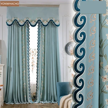 Custom curtains luxury European solid blue velvet modern embroidered thick cloth blackout curtain tulle panel C084
Custom curtains luxury European solid blue velvet modern embroidered thick cloth blackout curtain tulle panel C084