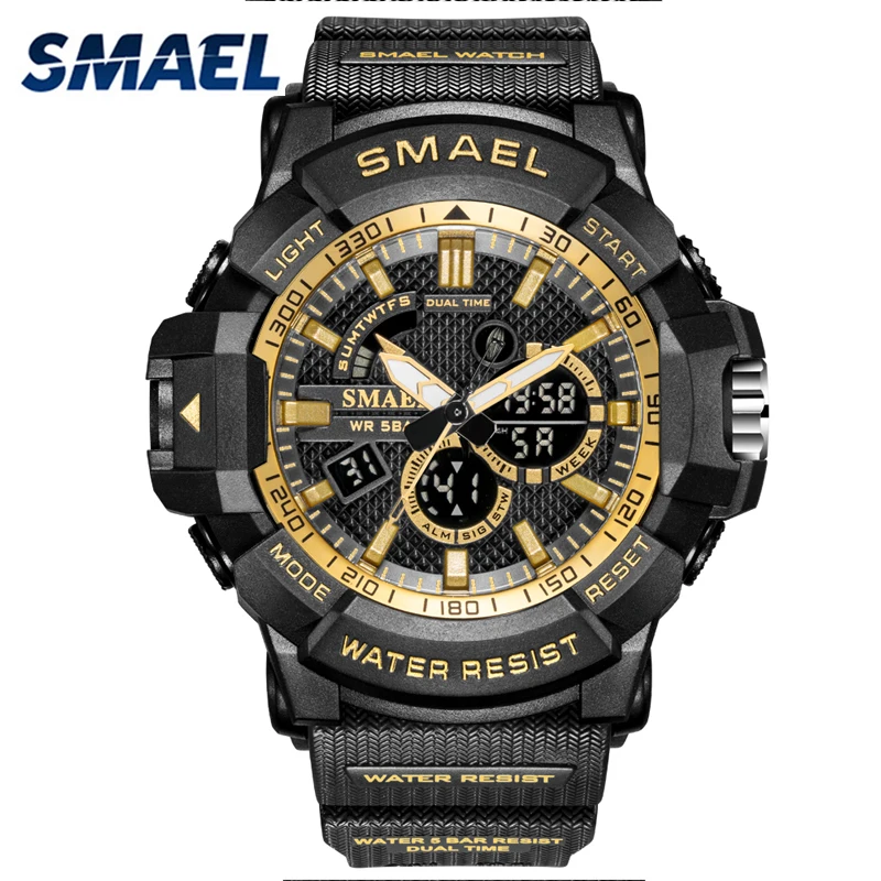 Фото Мужские армейские часы SMAEL водонепроницаемые спортивные кварцевые наручные